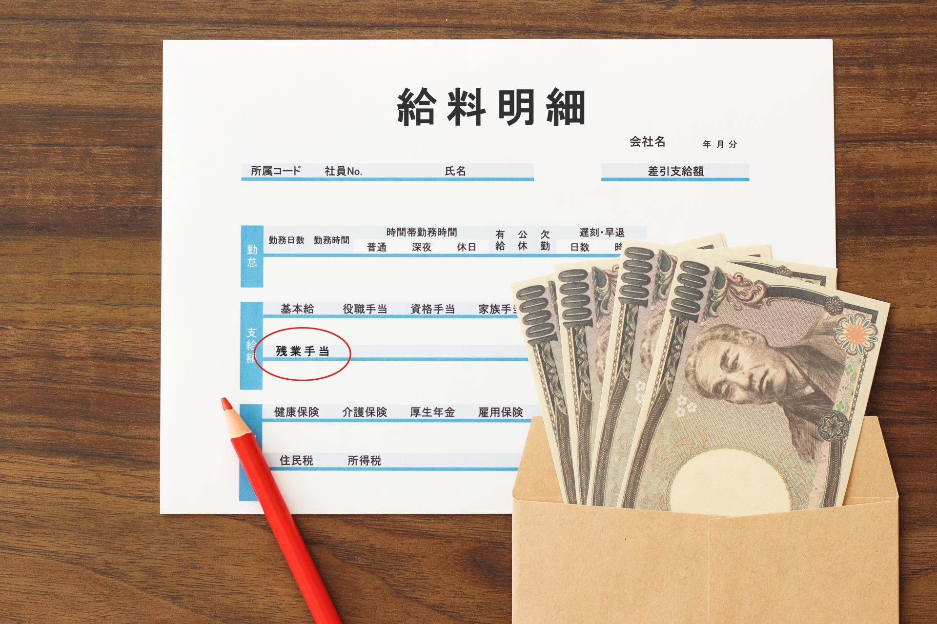 残業代の給与明細